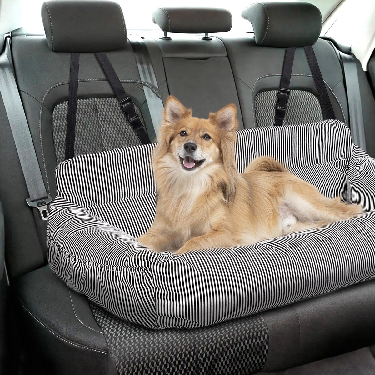 CALIYO Hondenmand - 90 x 40 x 21 cm - Groot honden - en kattenbed | Dierenmand Autostoel Hond Hondenkussen - Hond Autogordel - Geschikt voor alle honden en katten