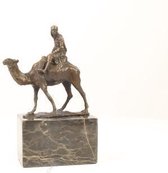 Beeld brons - kameel met rijder - Sculptuur - 21,5 cm hoog
