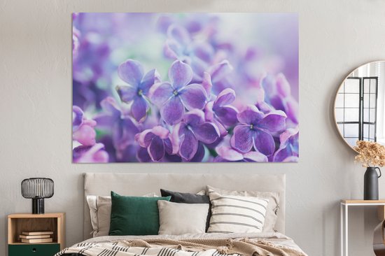 Tableau sur toile Gros plan de fleurs violettes de lilas - 150x100 cm - Décoration murale