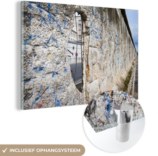 MuchoWow® Glasschilderij 30x20 cm - Schilderij acrylglas - Berlijnse muur - Duitsland - Cultuur - Foto op glas - Schilderijen