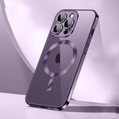 Sulada Soft case TPU en shockproof en lensbeschermer met magnetische ring voor de iPhone 15 Pro Max Donker Paars