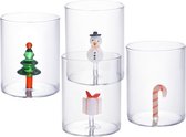 OZAIA Set van 4 glazen met kerstmotieven - Ø7,5 x H9,5 cm - SCOPA L 7.5 cm x H 9.5 cm x D 7.5 cm