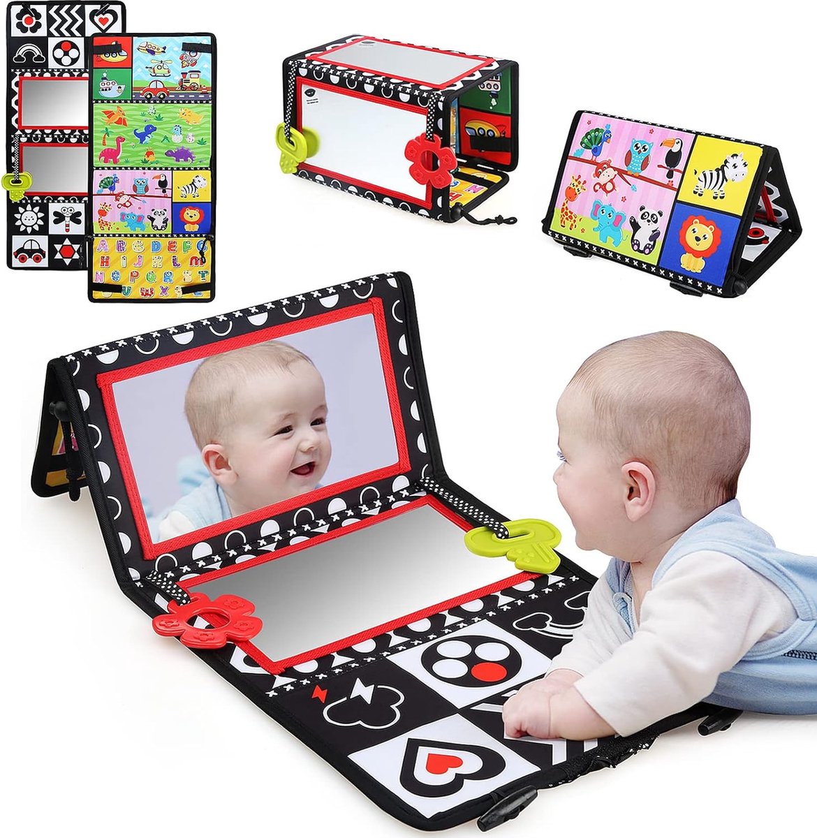 Jouets pour bébés Miroir bébé Tissu Livre à contraste élevé Jouets  sensoriels Cadeaux