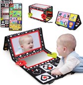 Contrastrijk Buiktijd Spiegel Speelmat - Sensorisch Ontwikkelingsspeelgoed voor Baby's 0-12 Maanden - Zwart-Wit Montessori Vloerspeelgoed met Bijtring