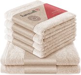 Handdoekenset - Zacht en absorberend, 100% katoen, Oeko-Tex 100 gecertificeerd (2 badhanddoeken + 4 handdoeken, beige)