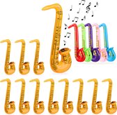 relaxdays 12x Opblaasbare saxofoon opblaasbare muziekinstrumenten speelgoed instrument sax