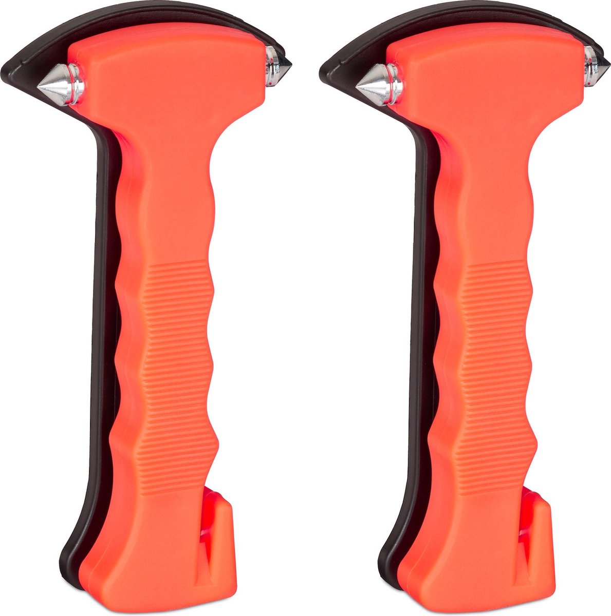 Autonoodhamer 2-in-1 Met Gordelsnijder - Compacte Veiligheidshamer Zwart/Rood