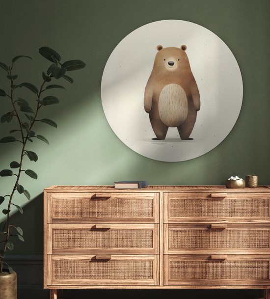 WallCircle - Cercle mural ⌀ 90 - Aquarelle - Ours - Marron - Animaux - Tableaux ronds salon - Plaque murale ronde - Cercle de Décoration murale - Décoration de chambre à l'intérieur - Cercle mural de Décoration murale - Accessoires de maison