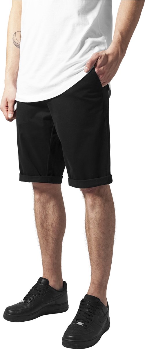 Urban Classics Korte broek -Taille 28 inch- Stretch Turnup Chino Zwart