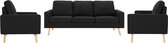 The Living Store Bankenset - Zwarte stoffen bekleding - Houten frame - Comfortabele zitervaring - Set van 1 fauteuil - 1 tweezitsbank en 1 driezitsbank - Afmetingen- 77 x 71 x 80 cm - 130 x 76 x 82.5 cm - 184 x 76 x 82.5 cm
