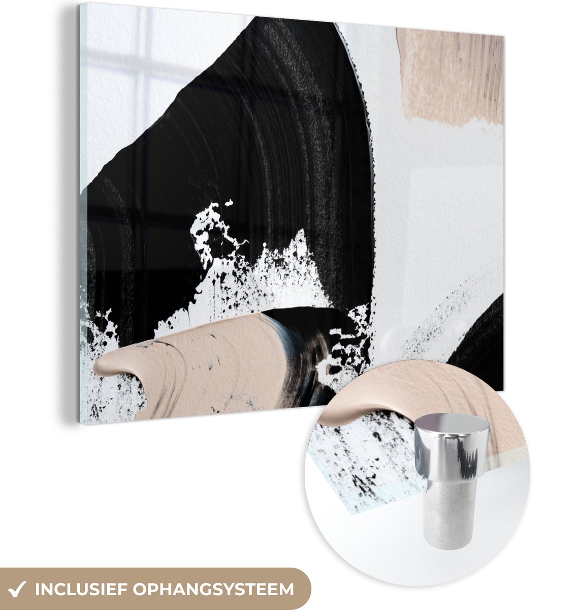 MuchoWow® Glasschilderij 160x120 cm - Schilderij acrylglas - Verf - Abstract - Design - Foto op glas - Schilderijen