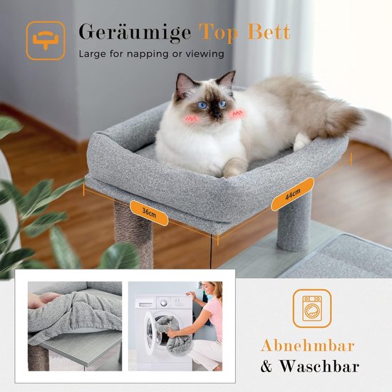 Krabpaal, Kattenboom Met Zachte Bekleding, Grijsblauw Krabpaal, Kattenboom Met Zachte Bekleding, Grijsblauw