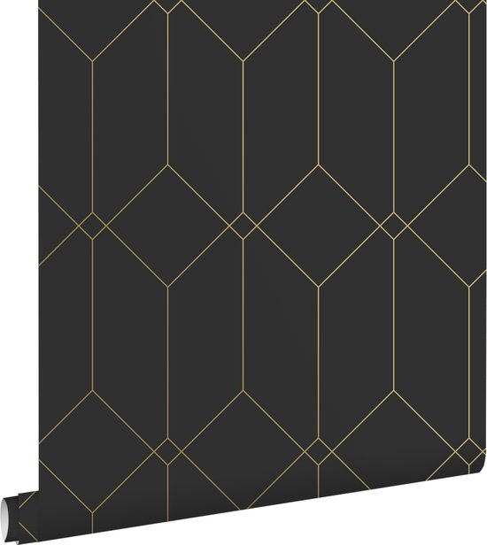 ESTAhome behang art deco motief zwart en goud - 0.53 x 10.05 m - 139746