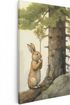 Tableau Artaza : Lapin rongeant un arbre – 40 x 60 cm – Photo sur toile – Impression sur toile
