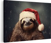 Artaza Peinture sur toile Paresseux avec un chapeau de Père Noël - Noël - Noël - 60x40 - Photo sur toile - Impression sur toile