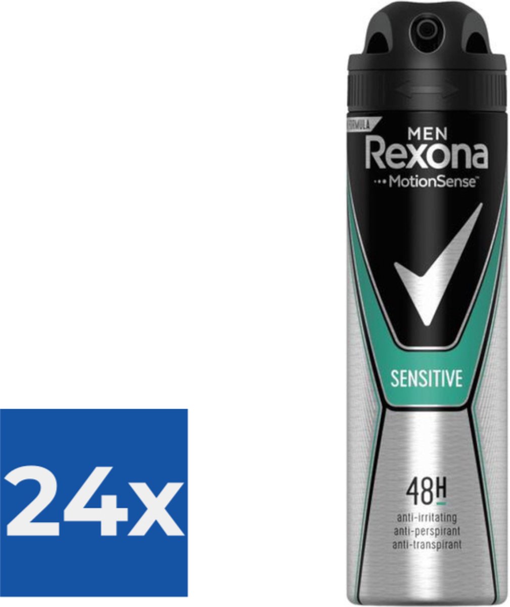Goedkoopste Rexona Men Sensitive - 150 ml - Deodorant - Voordeelverpakking 24 stuks