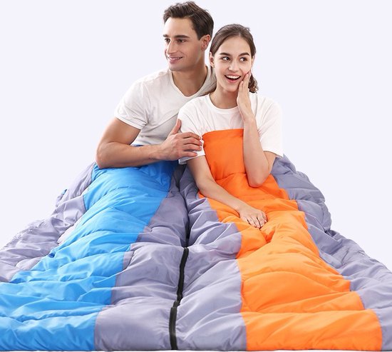 Slaapzak - Mummieslaapzak - Dekenmodel - Met een draagtas - Kamperen - 215x75 cm - Oranje/grijs van Slaapza — afbeelding 5