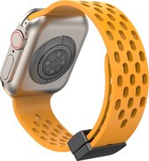 Siliconen bandje - geschikt voor Apple Watch series 1/2/3/4/5/6/7/8/9/SE/SE 2/Ultra/Ultra 2 met case size 42 mm / 44 mm / 45 mm / 49 mm - Okergeel