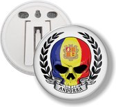 Button Met Clip - Schedel Vlag Andorra