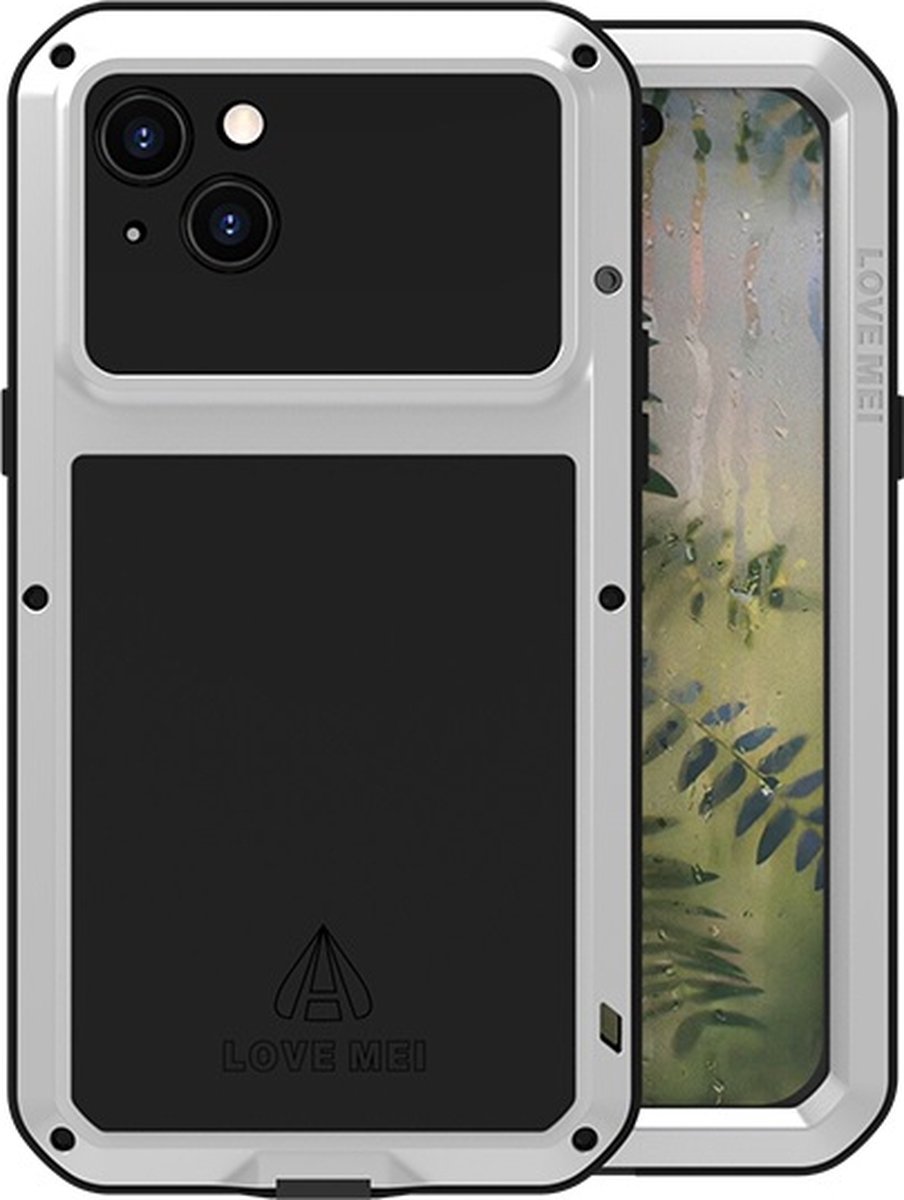 Love Mei Case geschikt voor iPhone 15 Plus - Metalen Extreme Protection Hoes - Grijs