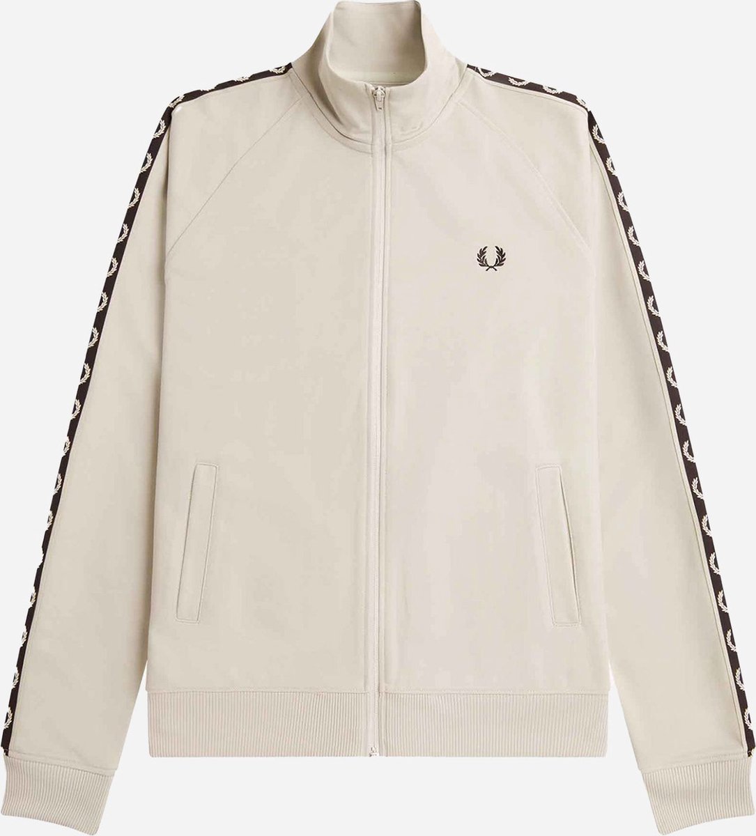 Fred Perry Contrast tape track jacket light oyster Zwart