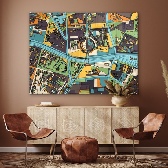 MuchoWow® Peinture sur verre 160x120 cm - Peinture sur verre acrylique - Illustration de la ville de Berlin - Photo sur verre - Peintures