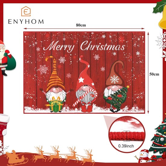 Paillasson De Noël 40x60 Cm - Tapis D'entrée Avec Motif Gnome, Antidérapant Pour Intérieur Et Extérieur