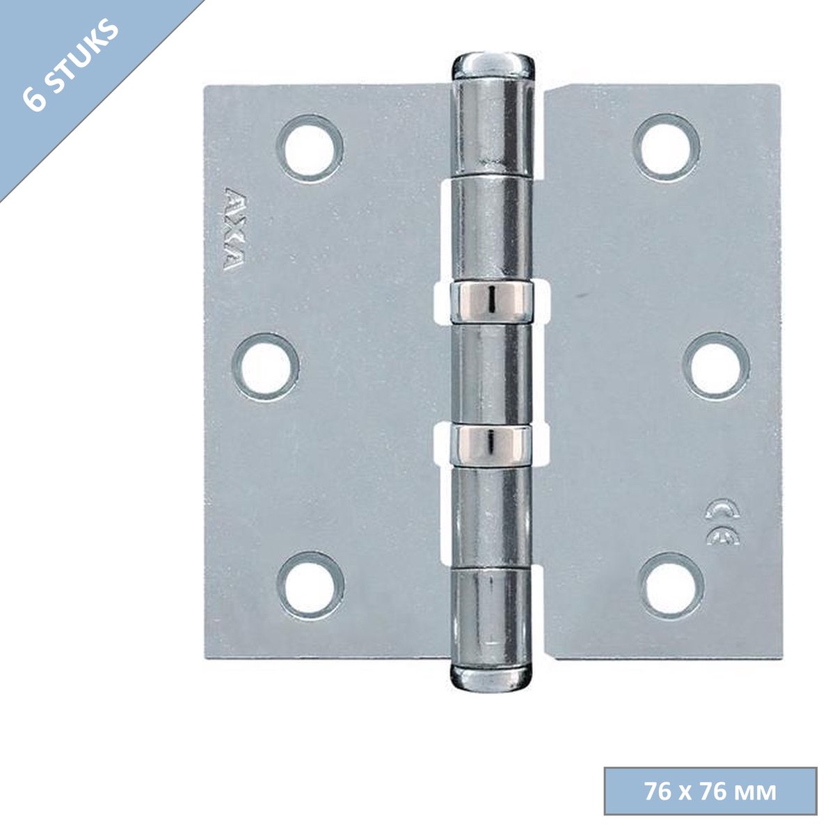 AXA Kogellagerscharnier - 76 x 76 mm - Verzinkt - Rechte Hoek – Set van 6 Stuks
