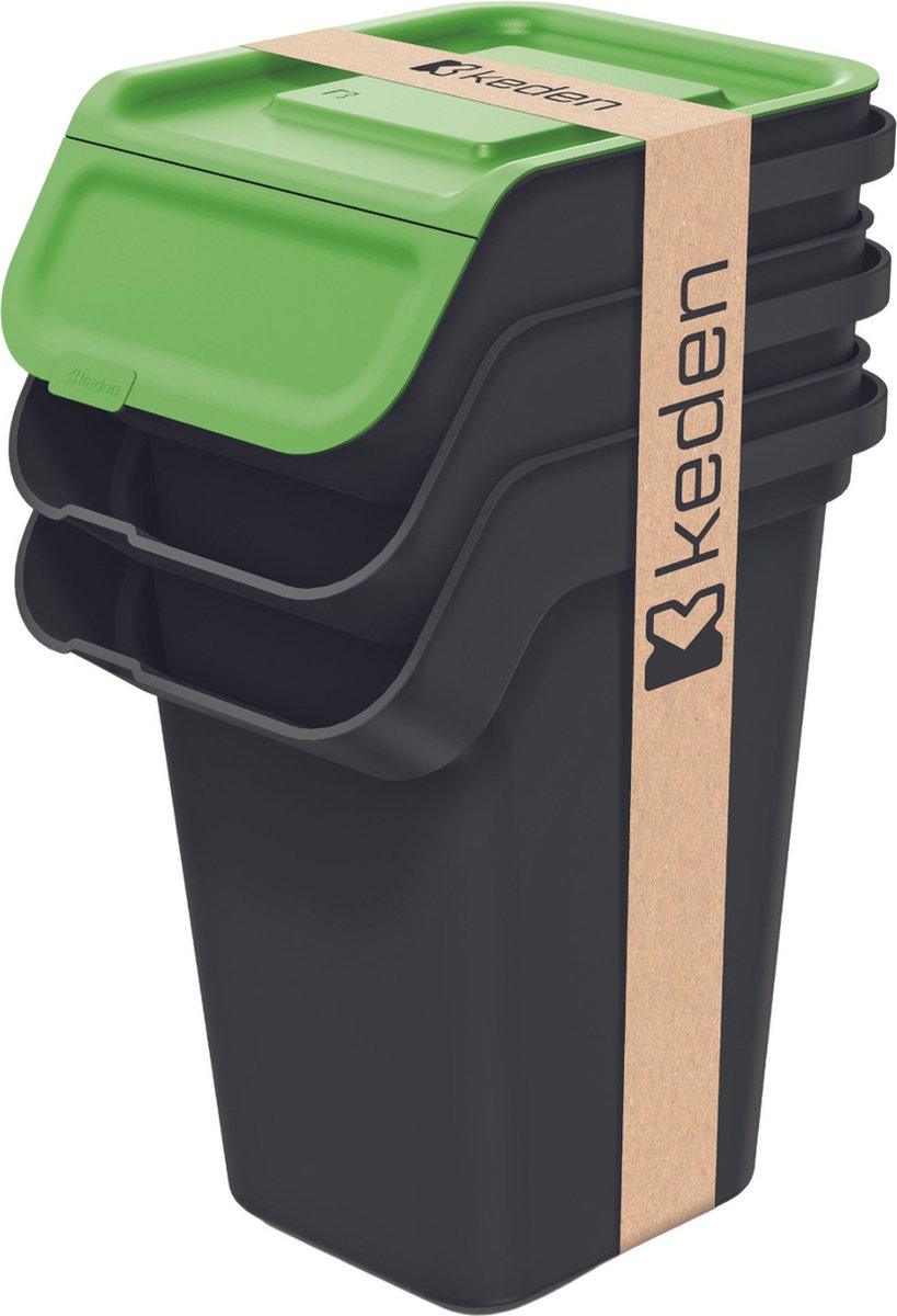 Goedkoopste Prosperplast Keden - prullenbakken set van 3x25l - Kaddi Q - Zwart