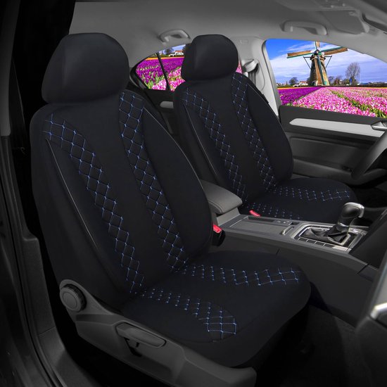 IXITAB Autostoelhoezen universeel, volledige set voor Land Rover Alle Modellen Freelander 2 Discovery Sport Range Rover Velar Jaguar Xe Xf Xj Autoaccessoires, zwart