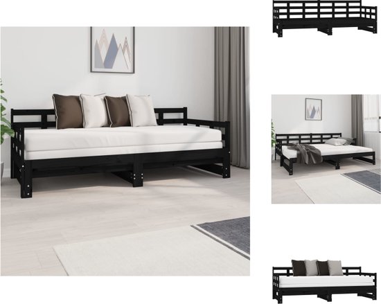 vidaXL Slaapbank Massief Grenenhout - 203.5 x 164 x 69.5 cm - Omkeerbaar ontwerp - Bed