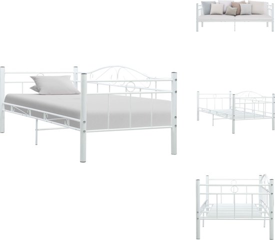 vidaXL Slaapbank - Metaal - 206 x 97 x 74.5 cm - Wit - Logeerbed en bank - Geschikt voor 90 x 200 cm matras - Montage vereist - Bed