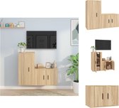 vidaXL TV-meubelset Sonoma Eiken - Wandgemonteerd - 57x34.5x40 cm - 40x34.5x80 cm - Hoogwaardig hout - Kast