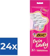 BIC Twin Lady - 5 stuks - Wegwerpscheermesjes - Voordeelverpakking 24 stuks