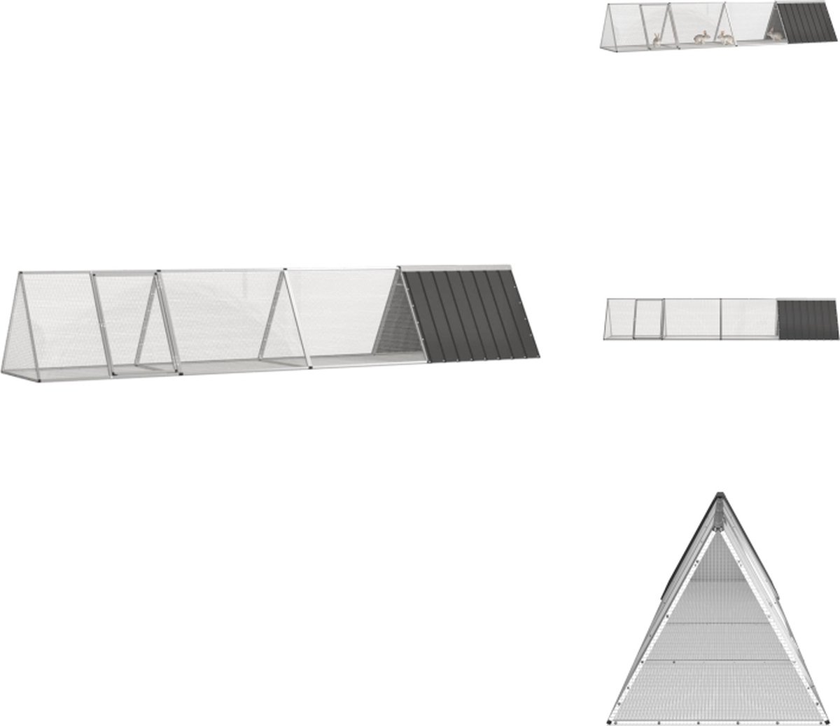 vidaXL Konijnenhok – Konijnenhok met Uitbreidingskooi – 403.5 x 80.5 x 71 cm – Antraciet – Hok vidaXL Konijnenhok – Konijnenhok met Uitbreidingskooi – 403.5 x 80.5 x 71 cm – Antraciet – Hok
