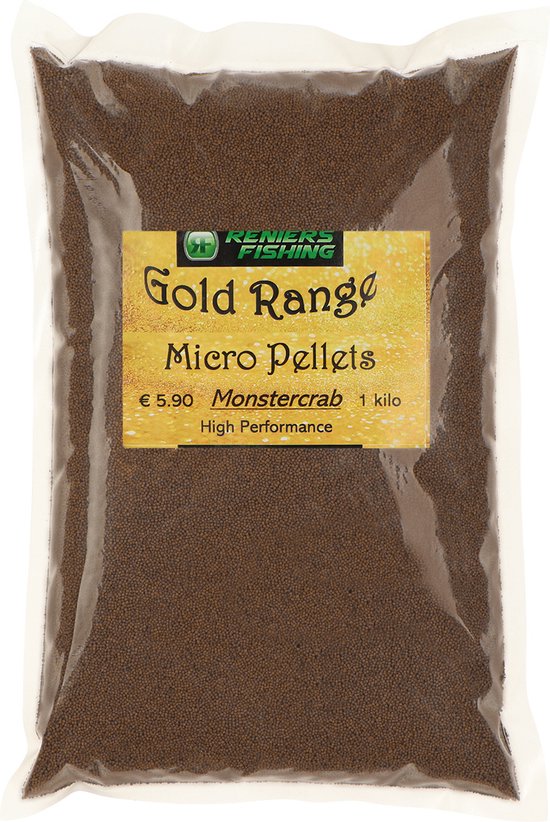 Reniers Fishing Gold Range Method Feeder Micro Pellets 1 Kilo - Smaak : Sweet Bream Caramel van Reniers Fishing — afbeelding 4