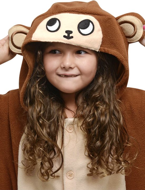 KIMU Onesie Monkey Suit - Taille 98-104 - Costume de singe Costume de singe Babouin chimpanzé marron - Costume de singe Costume enfant Combinaison Kinder Pyjama Costume de maison dans l'ensemble