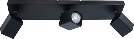 Moderne spot vierkant Quadro | 3 lichts | zwart | metaal | 10 x 10 cm plaat | hal / woonkamer lamp | modern / strak design | Freelight