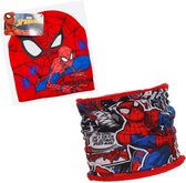 Marvel Spiderman Set - Muts + Nekwarmer - Rood - Maat 52 cm hoofdomtrek (± 2-4 jaar)