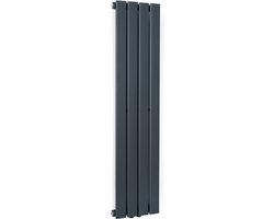 Blumfeldt Badkamerradiator, Design Radiator Plat, Energiezuinige Verticale Platte Radiator, Wandradiator met Buizen, 380 W Verticale Radiator met Thermostaat, Wandradiator voor Badkamer & Woonkamer
