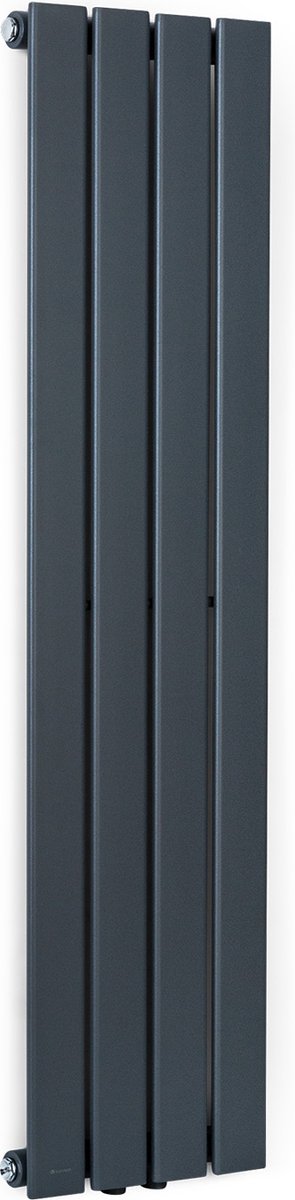 Blumfeldt Badkamerradiator - Design radiator - Zuinige platte radiator verticaal - Verticale Wandverwarming - 380 W - Verticale Radiator Met Thermostaat - Wandradiator voor badkamer en woonkamer - Antraciet