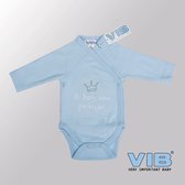 VIB® - Rompertje Luxe Katoen - Ik ben een prinsje! (Blauw) - Babykleertjes - Baby cadeau