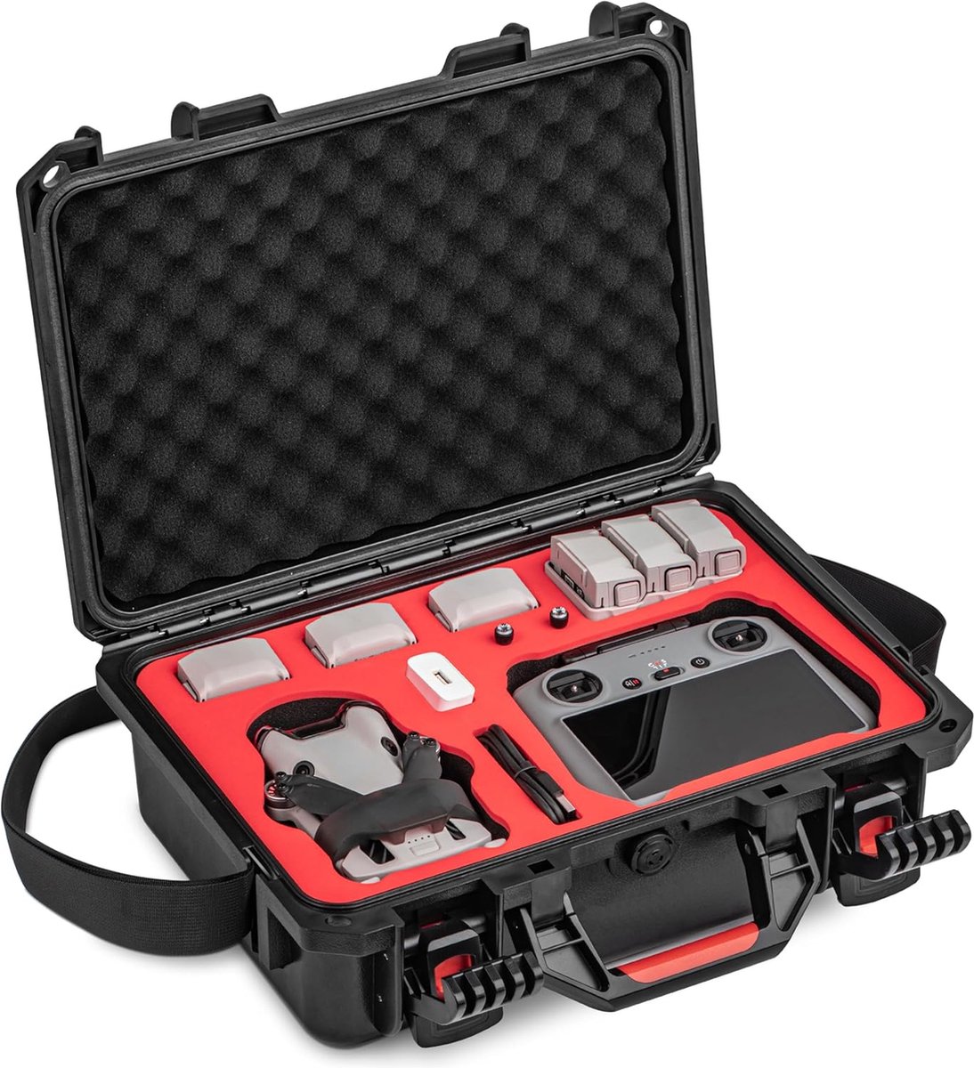 Robuuste Beschermkoffer voor DJI Mini 4 Pro: MINI4 Case in Zwart en Rood