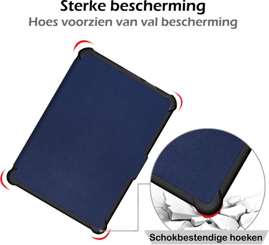 Hoesje Geschikt voor Kobo Clara HD Hoes Book Case - Hoes Geschikt voor Kobo Clara HD Hoesje Book Cover Met Screenprotector - Donkerblauw van Hoesje  — afbeelding 5