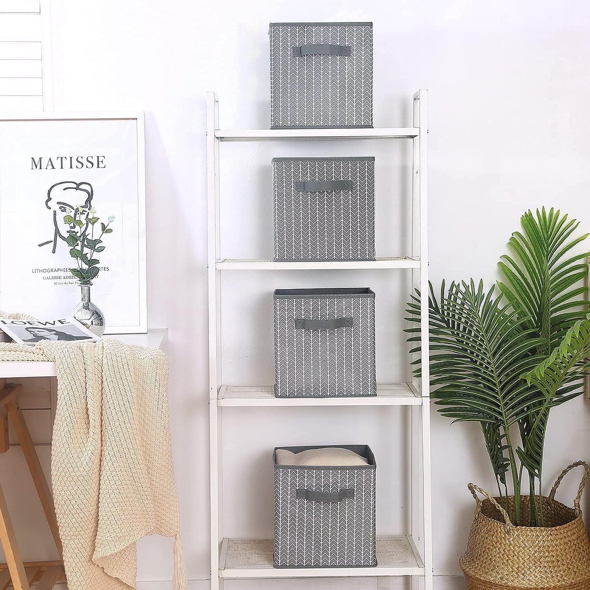 Panier De Rangement Cube, 3 Boîtes De Rangement En Tissu 33 X 38 X 33 Cm Pour Étagères, Armoires