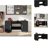 vidaXL Bureau Meubel - 140 x 50 x 75 cm - Zwart houten bureau met opbergruimte - Bureau