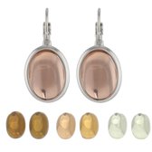 Boucles d'oreilles Behave - femme - couleur argent - boucles d'oreilles serties de 4 pierres interchangeables