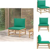 vidaXL Banc de centre de jardin en Bamboe - 55x69x65 cm - Conception modulaire - Coussin vert - Matériau durable - Banc de jardin