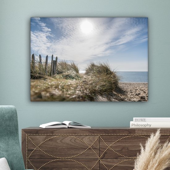 Tableau sur toile Soleil - Nuages ​​- Plage - 80x60 cm - Décoration murale