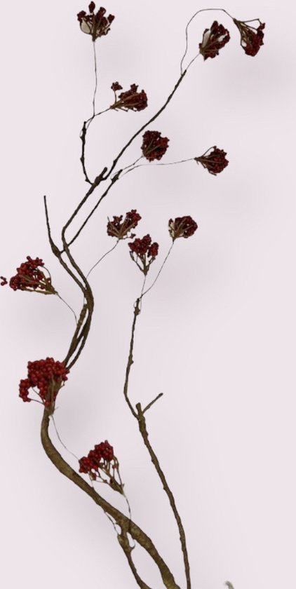 Zijden kunstbloem Houttak Met Bessen | Rood | Lengte 80 centimeter
